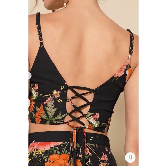 Lulus Bloom With a View Black Floral Print Two-Piece Maxi Dress Size XL - Picture 11 of 14